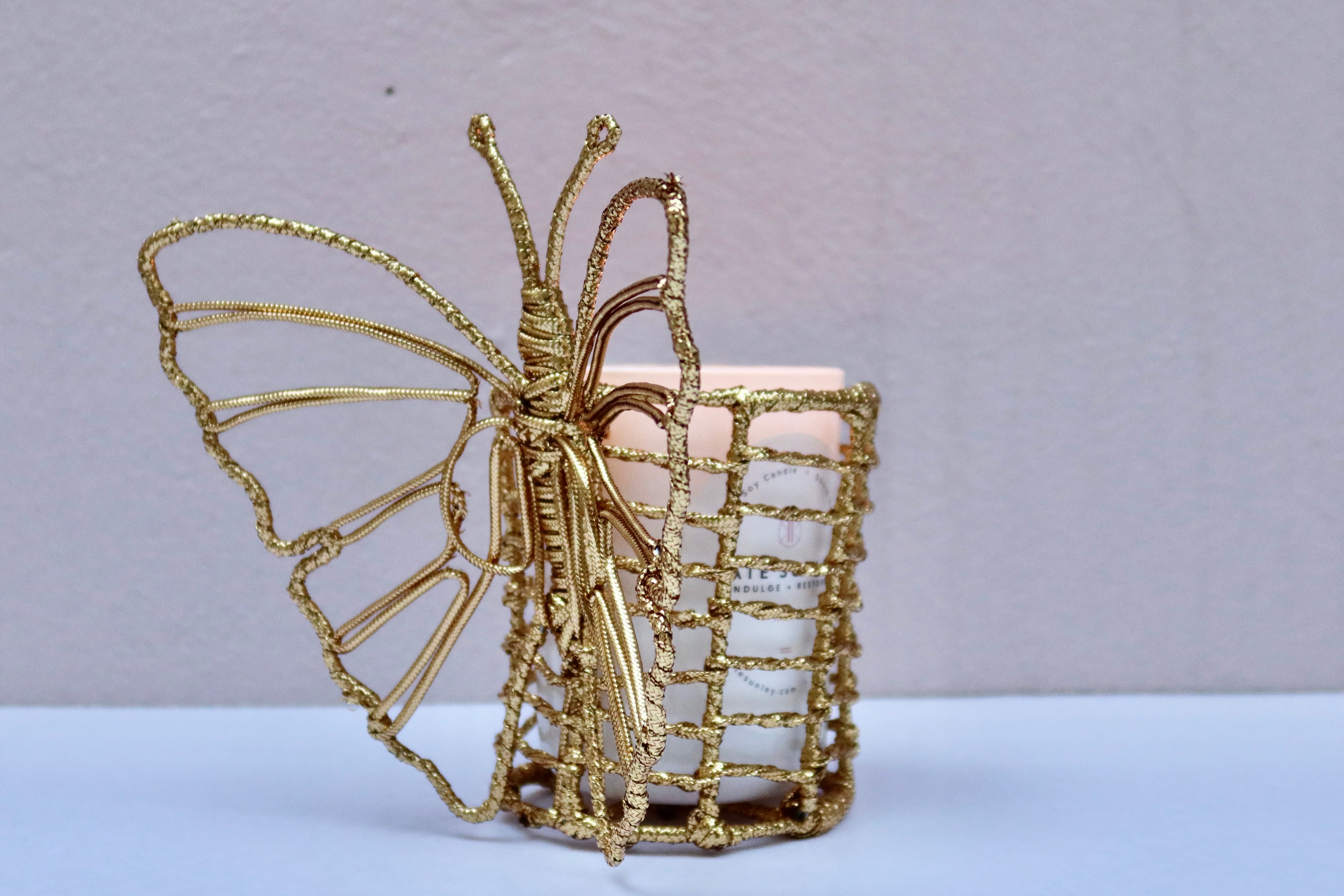 Gold Butterfly Candle Holders